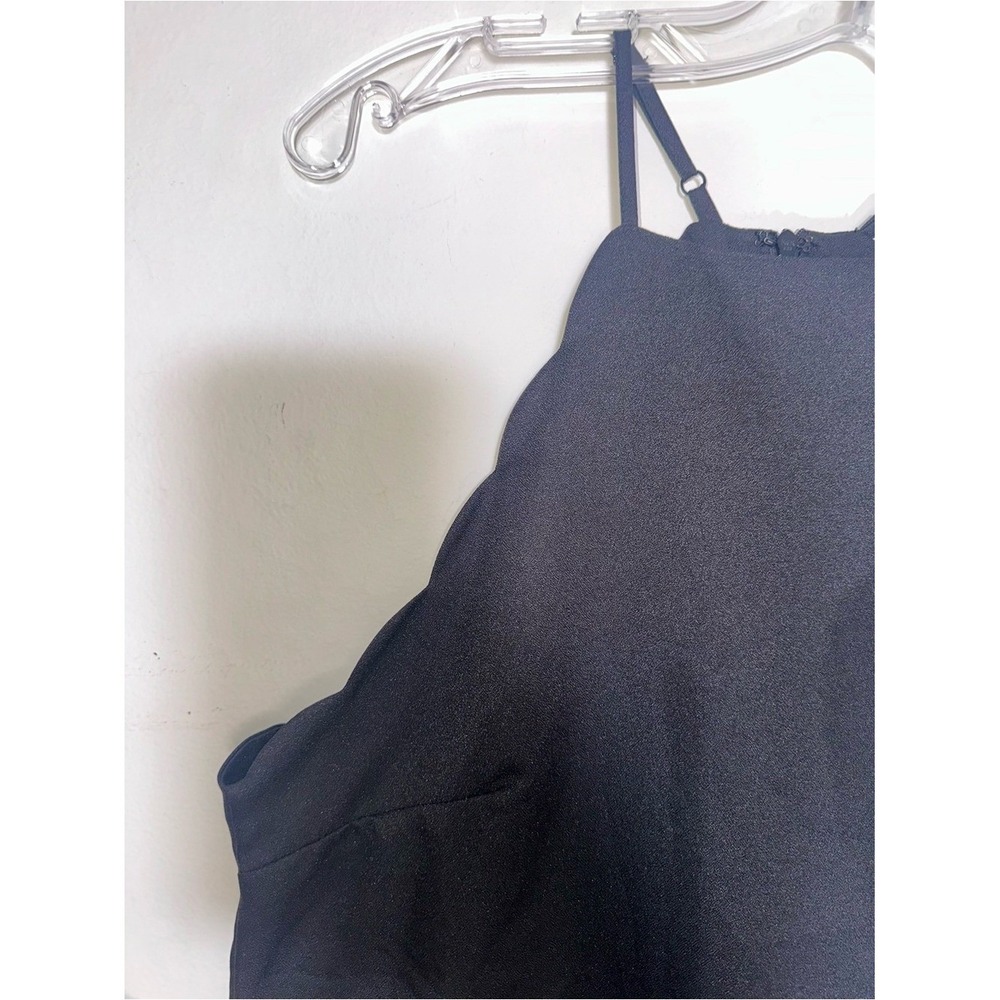 Lulus Black Scalloped Halter Mini Dress Size Large NWT Little Black Dress